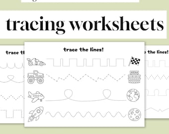 12 Race to Trace Tracing Worksheets: Preschool, Kindergarten (PDF Download)