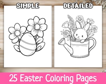 Easter Coloring Pages for Age 4-6: 2 Difficulty levels, PDF Download, Preschool & Kindergarten Printable