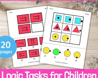 Logic & IQ Puzzles for Children – 20 Brain Training Worksheets (PDF, PNG)