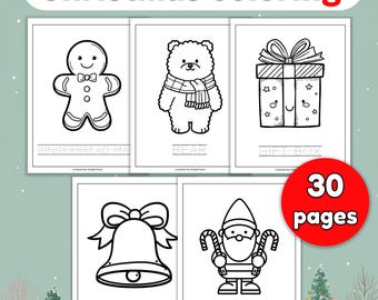 Christmas Coloring Pages, Handwriting Practice (PDF Download)