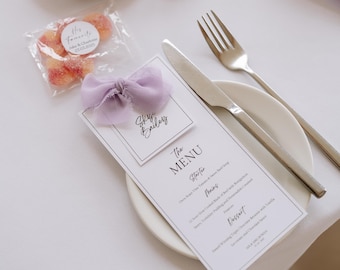 Wedding Menu Place Card Template, Modern Minimalist Editable Canva Stationery (Digital Download)