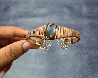 bracciale in rame, labradorite pirite pezzo unico - Abbigliamento e Accessori In vendita a Bari