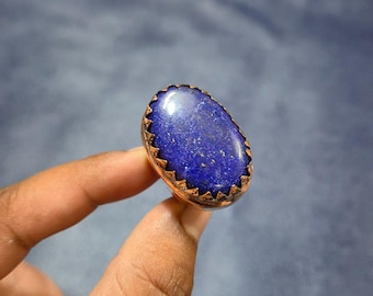 Handgefertigter Lapis Lazuli Ring, verstellbares Kupferband