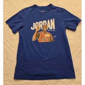 Nike Air Jordan Flight MVP "Cereal" Men's T-Shirt Size S Small Blue 90s immagine 1