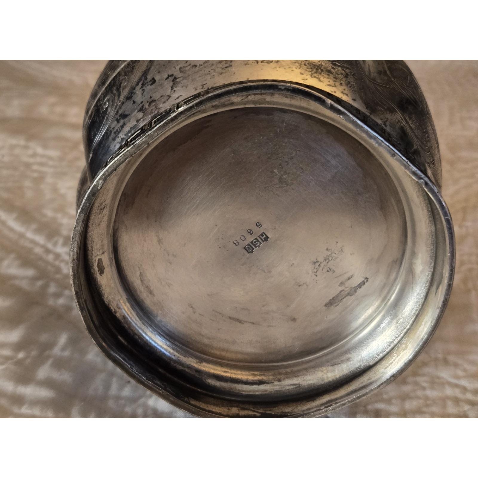 Heisey Silver Vase Etched Windmill Castles Victorian Holland 10