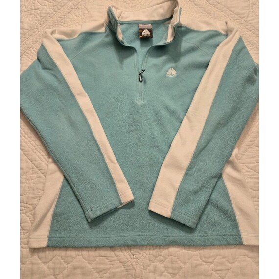 Nike, NIKE ACG Vintage Sweatshirt Womens M Aqua Blue Therma-Fit Fleece 1/2 Zip Medium