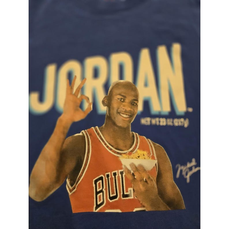 Nike Air Jordan Flight MVP "Cereal" Men's T-Shirt Size S Small Blue 90s immagine 2