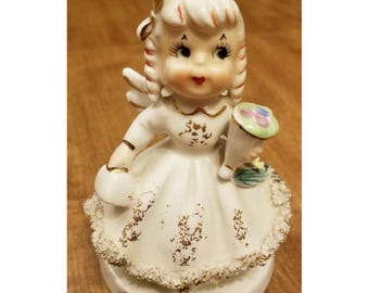 Vtg TMJ March Narrisus Narcissus Daffodil Angel Figurine Rare Hard to Find EUC
