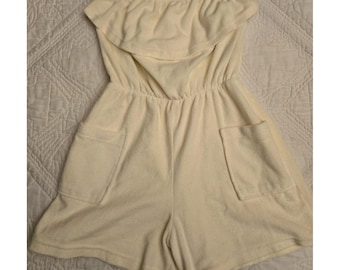 Vintage Gloria's Fashions Women's Romper Yellow Terry Cloth Cloth 1970s Small S