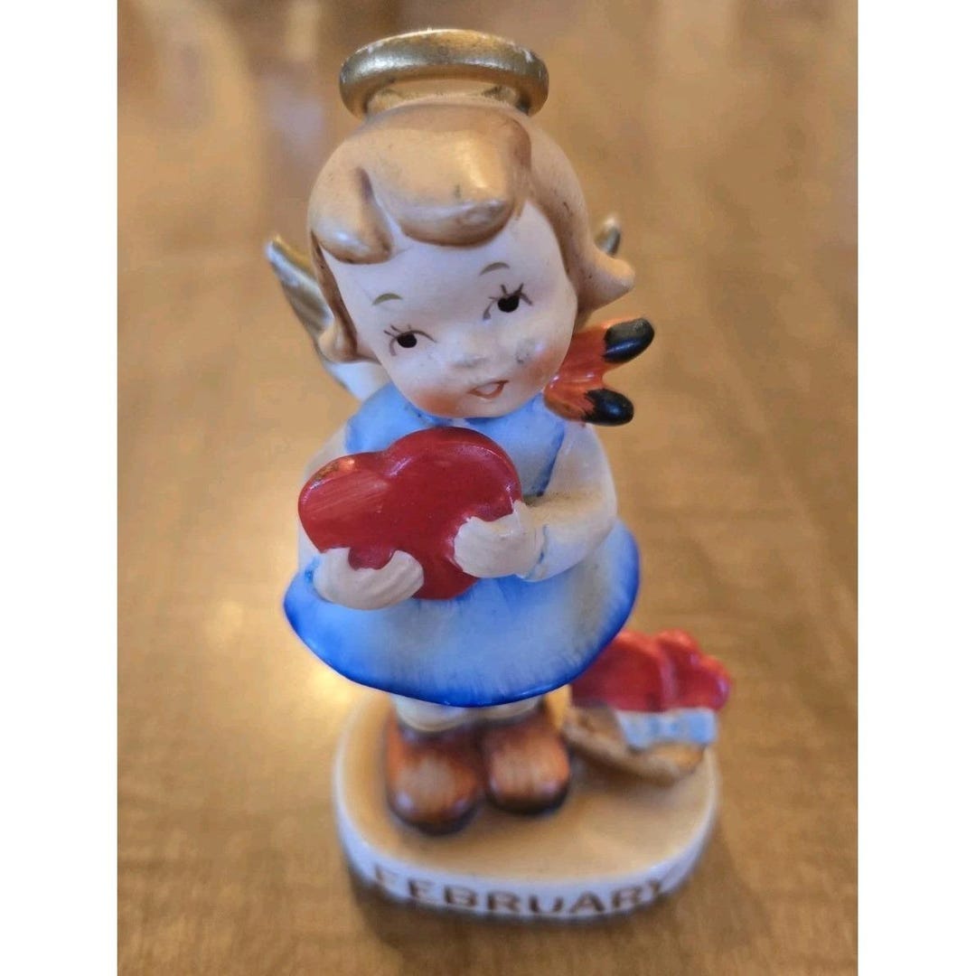 Vintage Alpine Angels of the Month February Holding Heart 