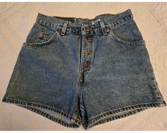 Vintage Levis 950 Womens Shorts Size 9 JR Relaxed Fit Blue Button Fly Denim