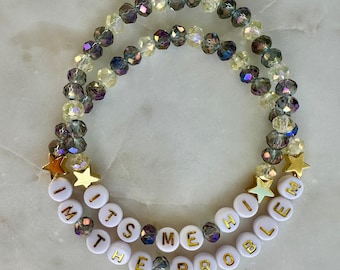 It's Me Hi, I'm the Problem Midnights Inspired Bracelet SET of 2: Glass Crystal Beads,14K Gold-Plated Star Accent Bead- Anti Hero, Custom