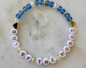 Out of the Woods 1989 Era Inspired Bracelet: Glass Crystal Beads and 14K Gold-Plated Accent Bead, Custom Color for Swifties
