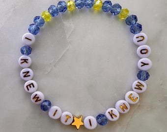 I Knew It, I Knew You - Toy Story Inspired Bracelet: Glass Crystal Beads and 14K Gold-Plated Accent, Custom Colors, Personalize