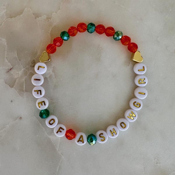 Showgirl Era Bracelet: Crystal Glass Beads, Gold Heart Accent
