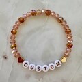 Personalized Custom Text Bracelet: Customize Your Phrase - 65 Color Patterns to Choose From - Glass Crystal Beads and 14k Gold-Plated Accent