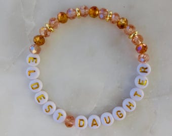 Eldest Daughter Friendship Bracelet: Crystal Glass Beads, 14K Gold-Plated