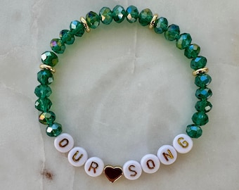 Our Song Friendship Bracelet: Inspired by Debut Era, Glass Crystal Beads with 14k Gold-Plated Accents, Custom Colors