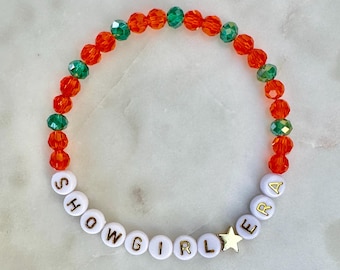 Showgirl Era Life of a Showgirl Inspired Friendship Bracelet: Glass Crystal Beads and 14k Gold-Plated Star Accent Charm, Custom Colors