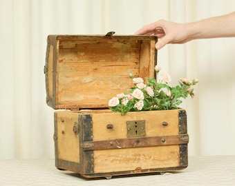 Antique Mini Trunk Hope Chest Jewelry Box