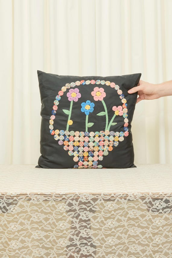 Vintage Blumen gesticktes Kissen
