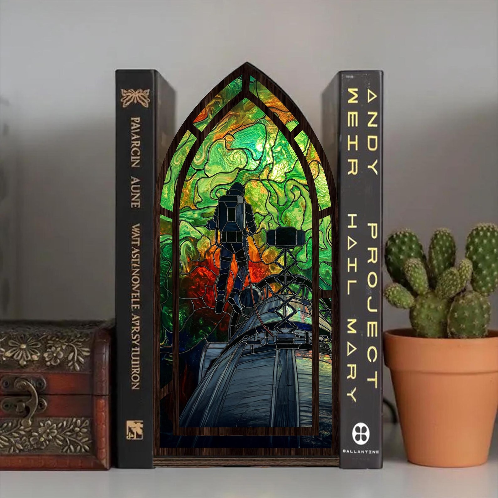 Project Hail Mary Book Nook, Ryland Grace Rocky Stained Glass Decor