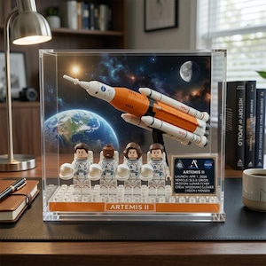 Placa acrílica de la NASA sobre el sobrevuelo lunar tripulado Artemis II, regalo de astronomía para papá o mamá, regalo para amantes del espacio de la NASA.