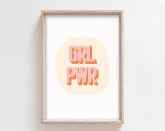 Girl Power Print, Poster, Digital Download, Poster Art, Printable Poster, Typography Print