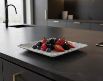 Carrara Marmor Quadratische Tablett Platte Dekorative Eitelkeit Catchall Schmuck Kerze Seifenschale Badezimmer Küche