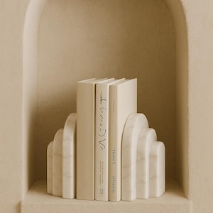 Marble Arch Bookends – Modern Stone Bookend Set for Home Decor