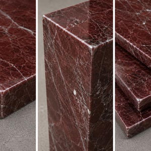Burgundy Marble Decorative Slab | Luxury Console Decor | Coffee Table Styling Tray image 2