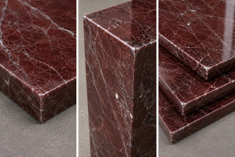 Burgundy Marble Decorative Slab | Luxury Console Decor | Coffee Table Styling Tray image 2