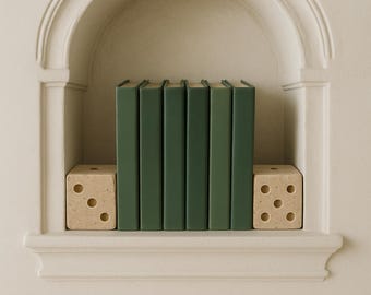 Sujetalibros de dados de travertino – Decoración de cubo de piedra de mármol para escritorio o estante