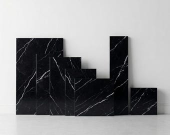 Losa decorativa de mármol negro / Tablero de consola de piedra Nero Marquina / Bandeja decorativa para mesa de centro