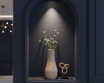 Jarrón de travertino, escultural, de piedra natural, decorativo, para flores