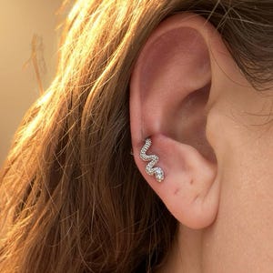 Schlangen Ohrstecker minimalistisch – Snake Stud Earrings – Statement Schmuck modern – Geschenk für Sie
