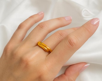 Gold-plated 925 sterling silver ring | Adjustable stacking ring | Minimalist women's jewelry
