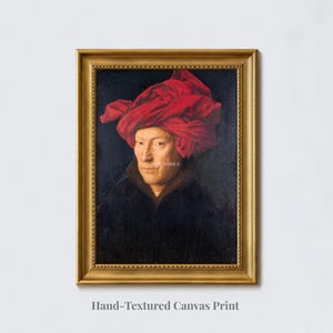 Jan van Eyck: Porträtt av en man - Handtexturerad giclée-canvastryck med penseldragskänsla