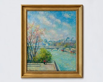 Camille Pissarro: Luwr, poranek, wiosna (1902) – ręcznie teksturowany wydruk giclée na płótnie z efektem pociągnięcia pędzlem