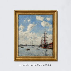 Eugene Boudin: Le Havre, le bassin de l'Eure (1894) - Hand-Textured Giclee Canvas Print Brushstroke Feel