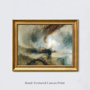 Joseph Mallord William Turner: Snow Storm Steam Boat off a Harbour's Mouth - Hand-Textured Giclee Canvas Print Brushstroke Feel