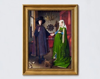 Jan van Eyck : The Arnolfini Portrait (1434) - Hand-Textured Giclee Canvas Print Brushstroke Feel