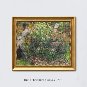 Claude Monet: Damas en flores (1875) - Impresión Giclée sobre lienzo texturizado a mano con sensación de pincelada