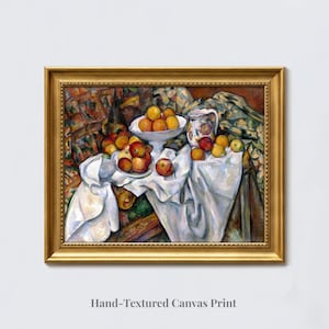 Paul Cezanne: Natura morta con mele (1895-1898) - Stampa su tela giclée con texture a mano, effetto pennellate