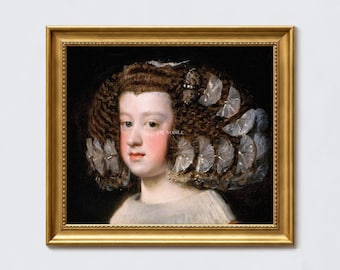 Diego Velázquez: Infantka Maria Teresa z Hiszpanii (1651-1654) - ręcznie teksturowany wydruk na płótnie Giclee Pociągnięcie pędzlem