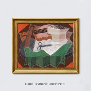 Juan Gris : Scissors (1926) - Hand-Textured Giclee Canvas Print Brushstroke Feel