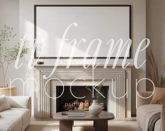 Sunlit Living Room Frame TV Mockup Black Digital Wall Art Mockup Printable Interior Photo | 173