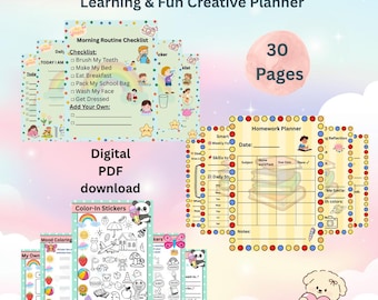 Kids 3-in-1 Planner | Daily, Homework and Creative Planners (PDF) (30 pages)