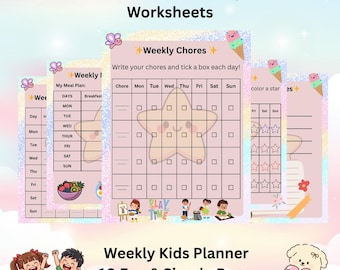 Planificador semanal para niños/Tabla de rutinas infantiles/10 páginas/Imprimible/PDF