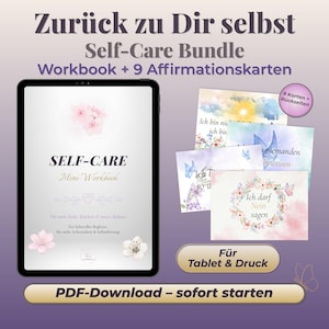 Printable Self-Care Workbook & Affirmation Cards | Achtsamkeit Journal und Reflexionskarten | Digital Self-Love Bundle (PDF)